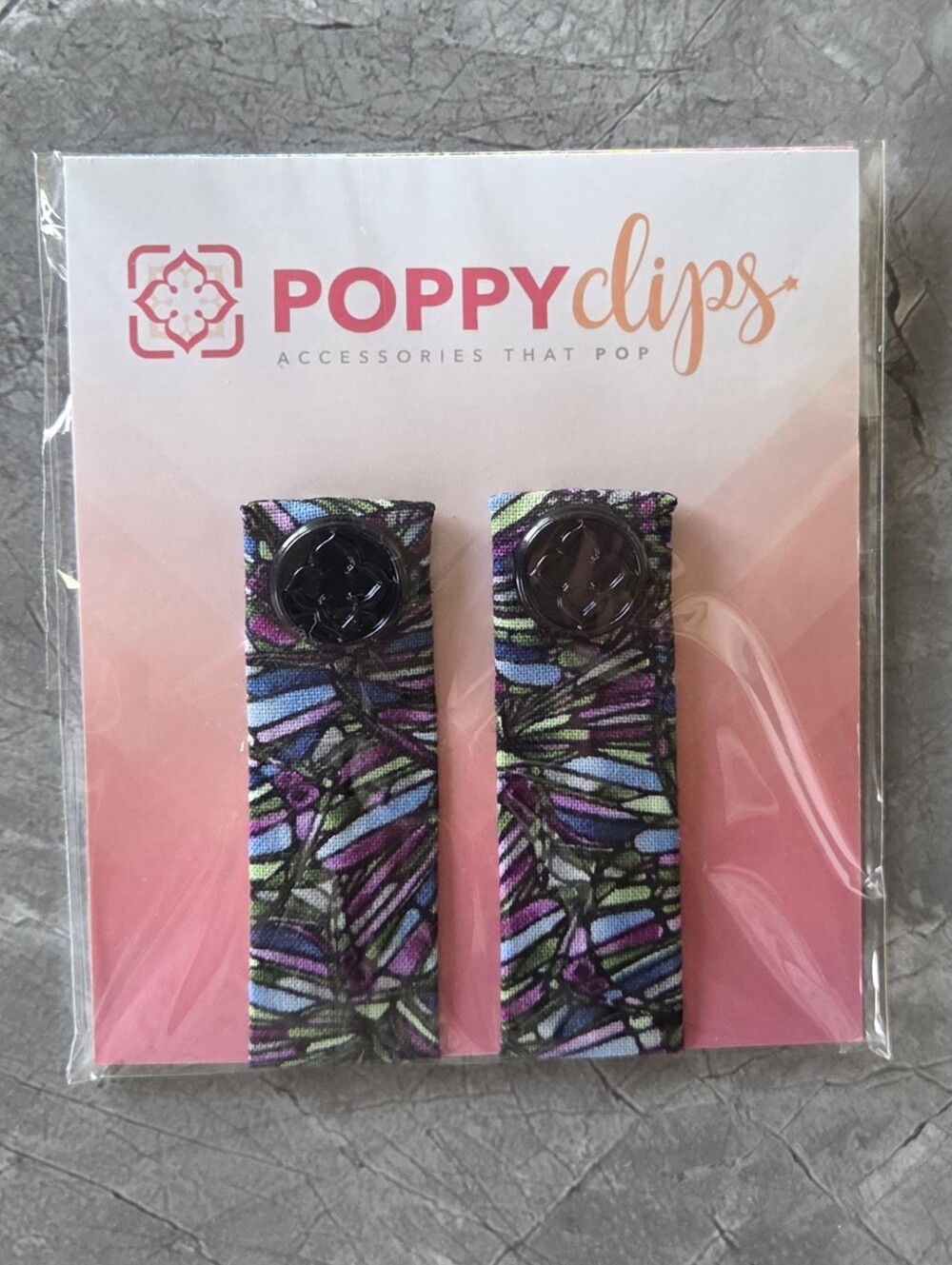 PoppyClips Fashion Accessory in Stained Glass Dragon Fly Print